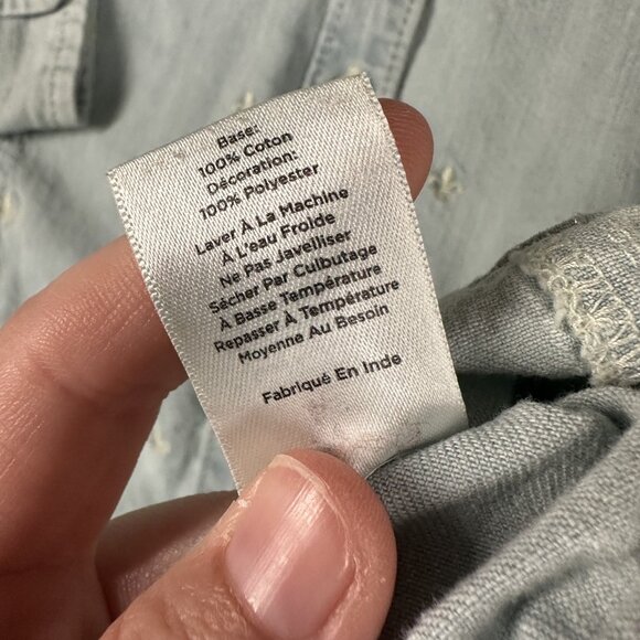 Talbots Shirt Womens 14 Button Down Embroidered Fleur De Lis Long Sleeve Blouse - Picture 10 of 11